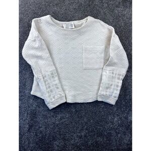 J.O.A. Sweater Women Size S Knitted Long Sleeve Acrylic Textured Crew Neck White